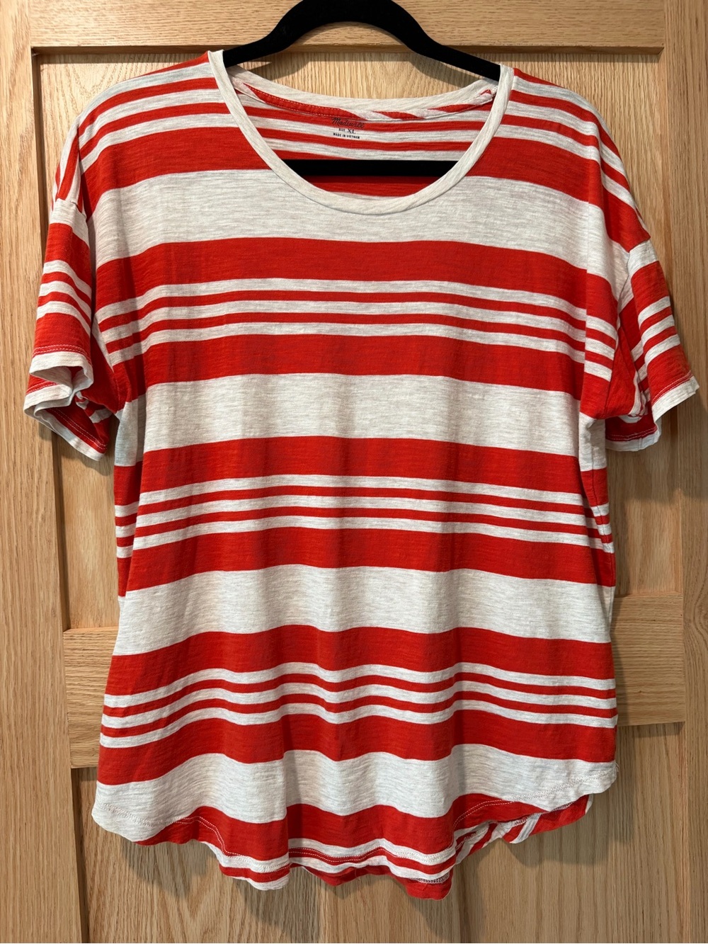 Madewell Red and White Striped Short-Sleeve Tee